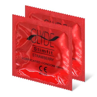 Glyde Vegan Condom Slimfit Strawberry 49mm 2's Pack Latex Condom-thumb