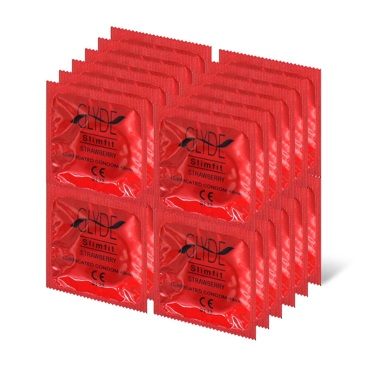 Glyde Vegan Condom Slimfit Strawberry 49mm 24's Pack Latex Condom-p_1
