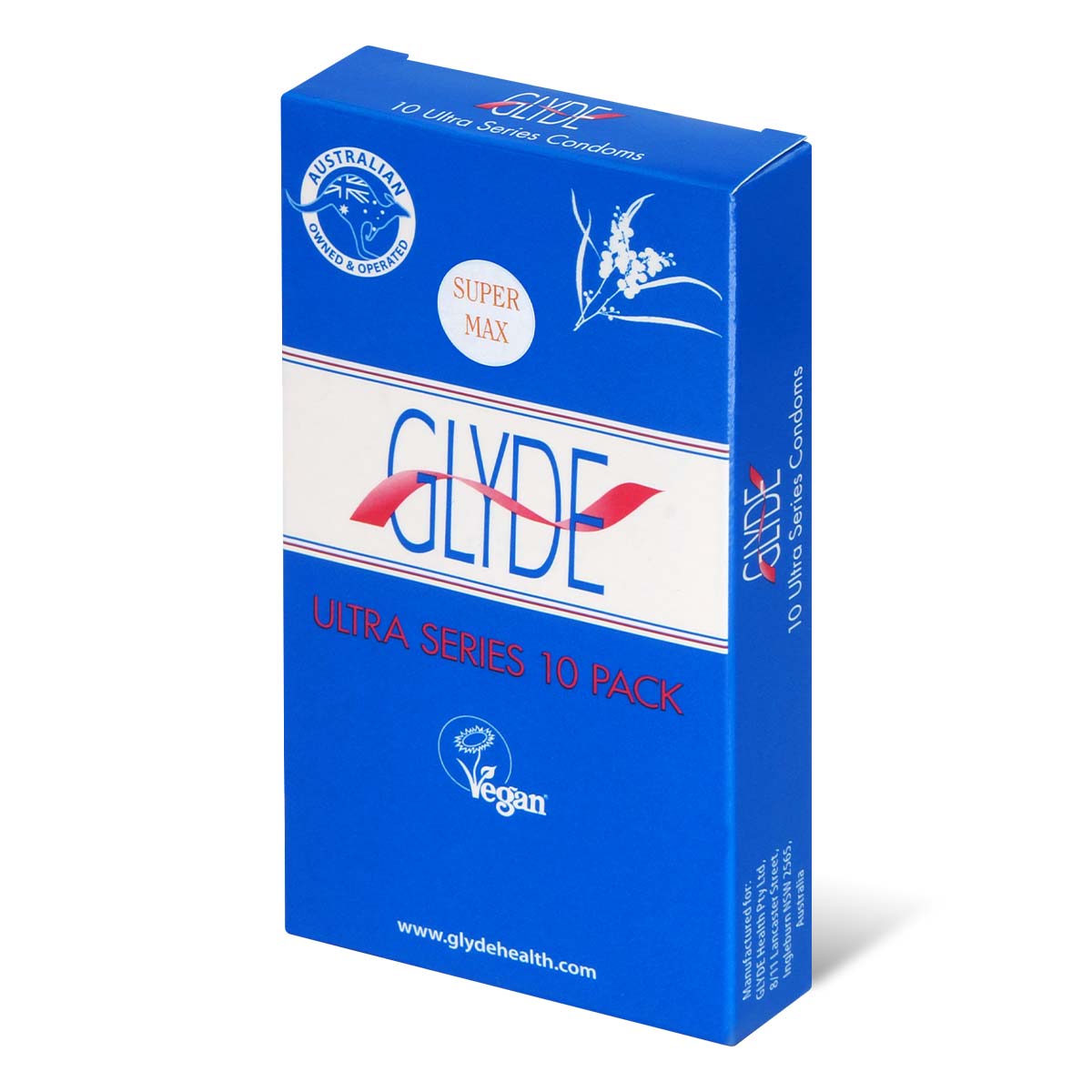 Glyde Vegan Condom Supermax 60mm 10's Pack Latex Condom-p_1