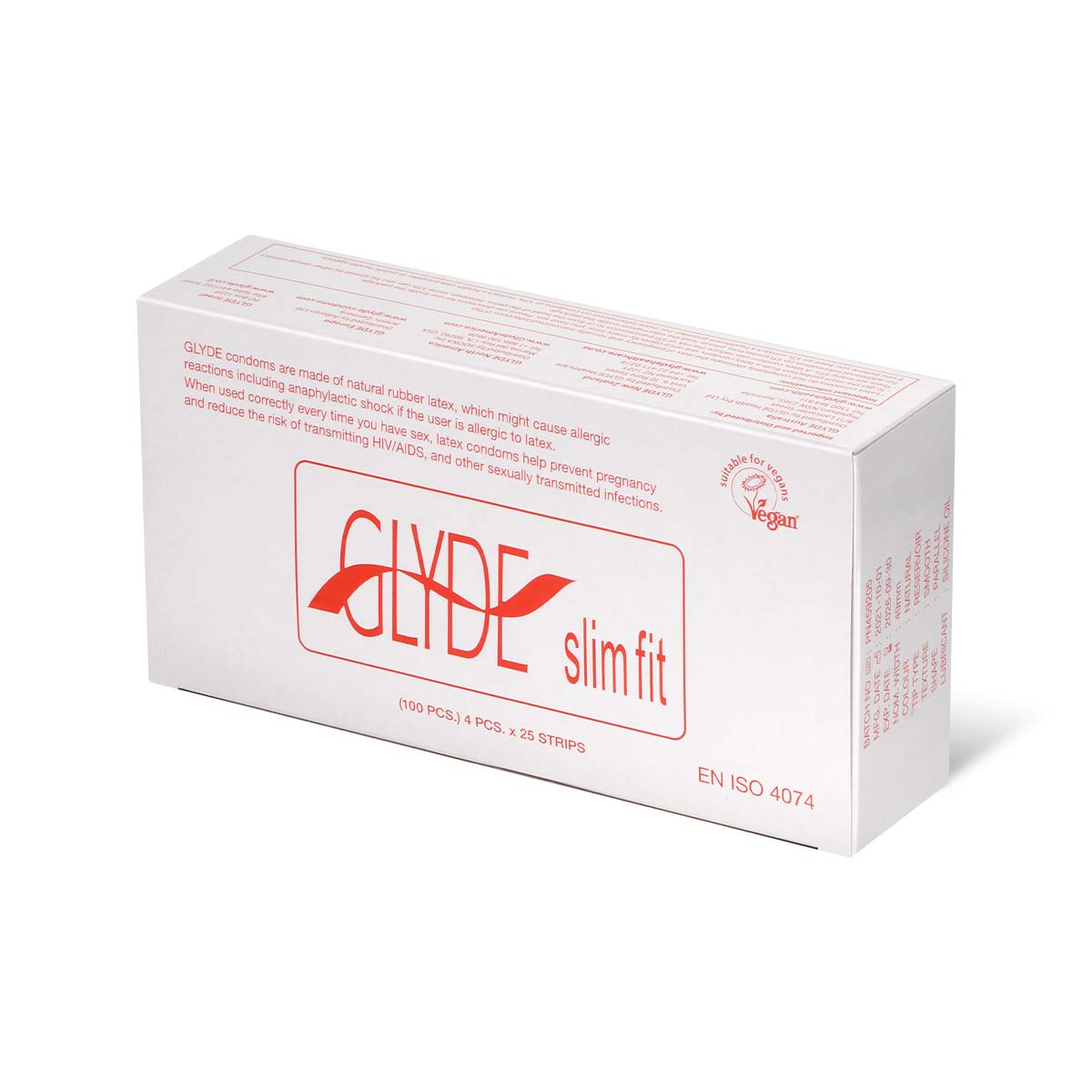 Glyde 格蕾迪 素食主义安全套 紧身 49mm 100 片装 乳胶安全套-p_1
