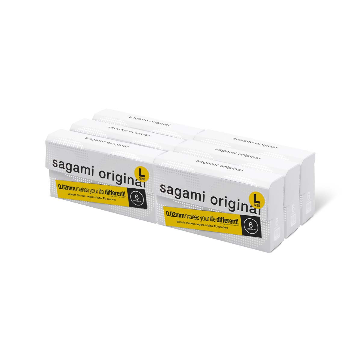 Sagami Original 0.02 L-size 58mm 6's x 6 Packs PU Condom-p_1