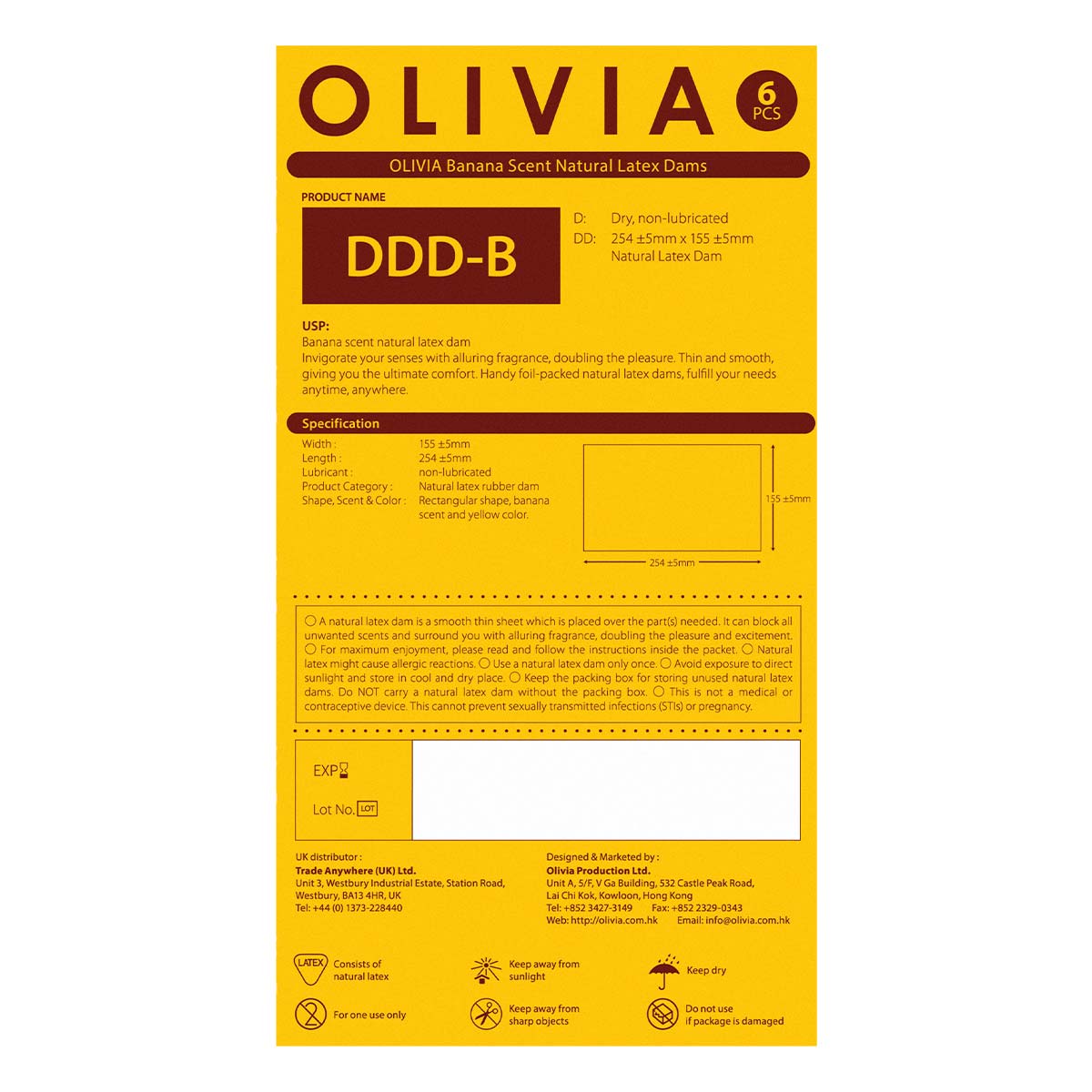 Olivia Banana Scent 6's Pack Natural Latex Dams-p_3