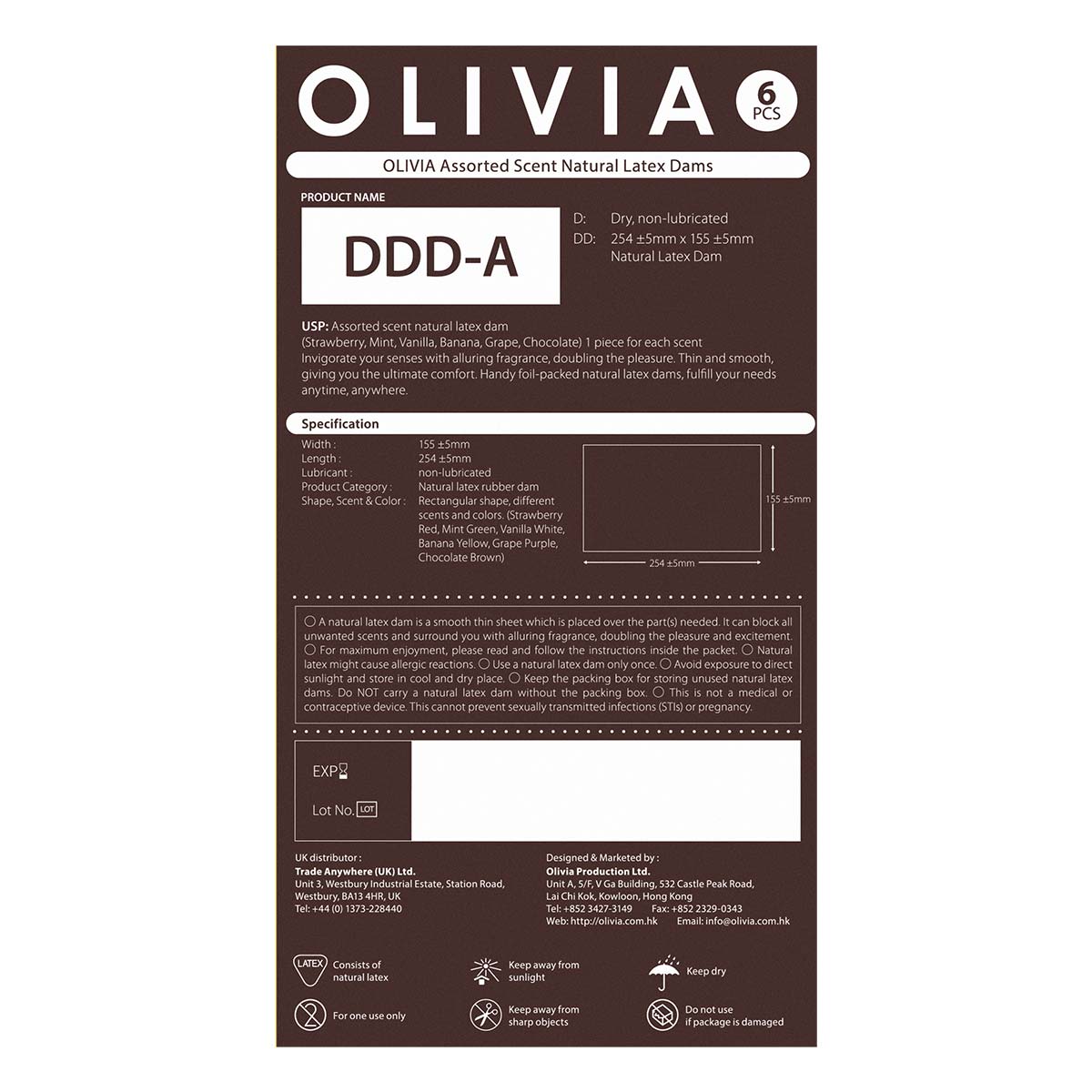 奥莉维亚 综合口味 6 片 天然乳胶膜片-p_3