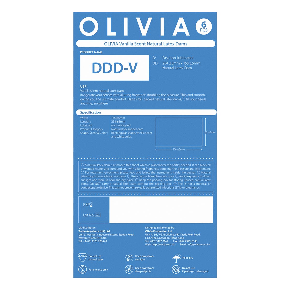 Olivia Vanilla Scent 6's Pack Natural Latex Dams-p_3